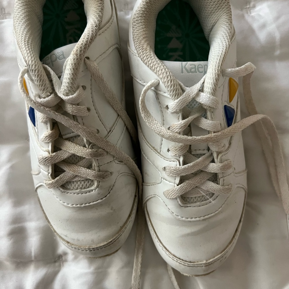 Kaepa Kids White Sneakers with Blue and Yellow Details
